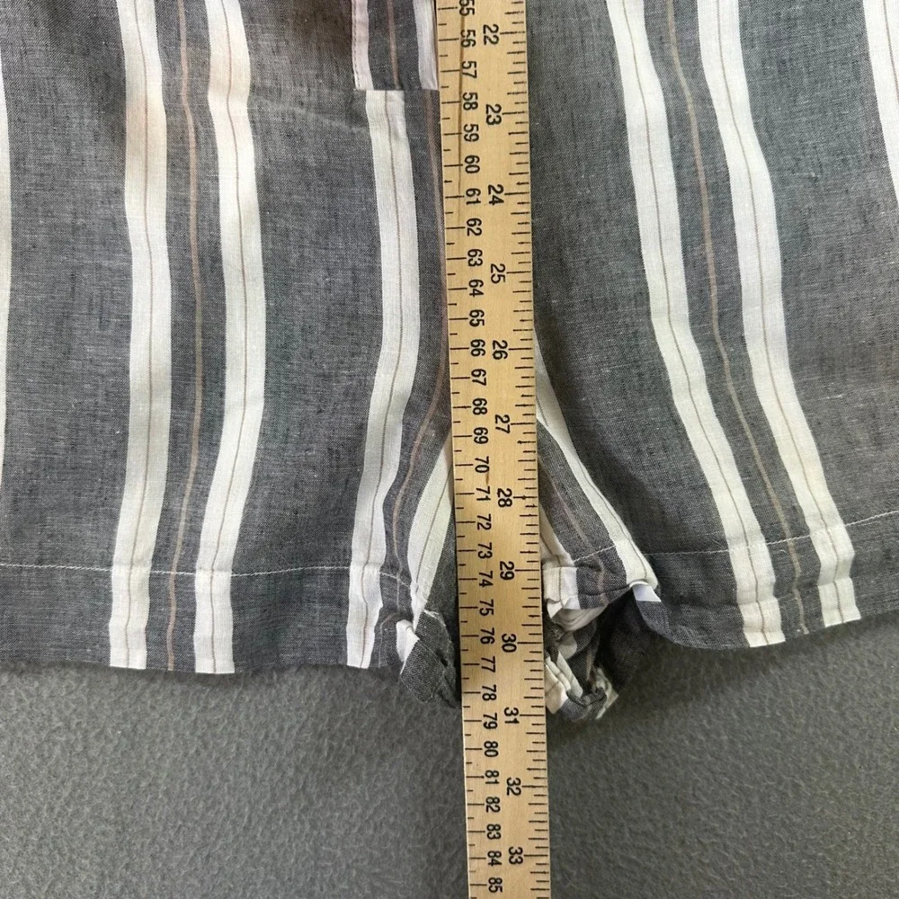 Banana Republic Grey White Striped Linen Blend Short Sleeve Romper Size 4